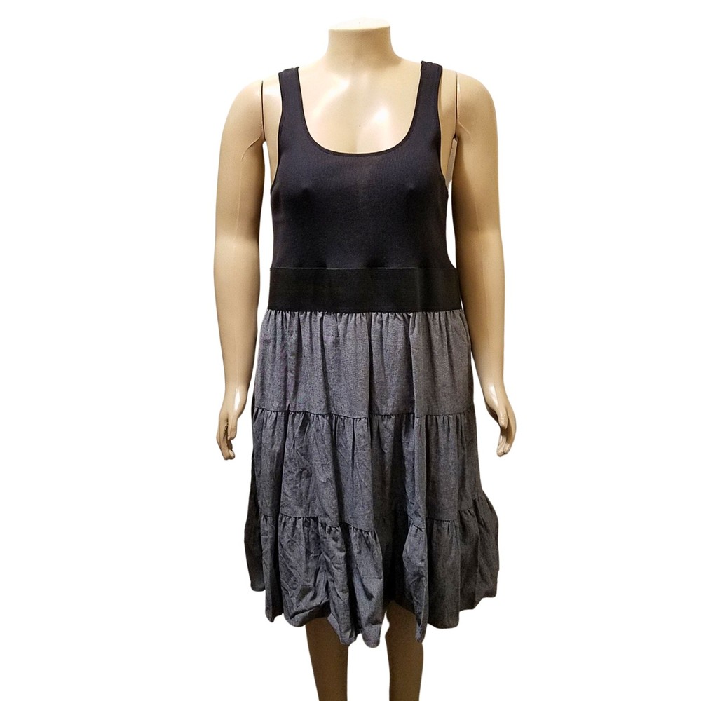 Loop 18 Junior’s Black Gray Sleeveless Cotton Tiered Dress Size 21/23